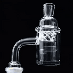 3pcs Set - 14mm 90 Degree Quartz Banger Set with Spinning Carb Cap and Terp Pearls
