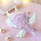 4" Moon Sailor Glass Pipe With Purple Pouch
