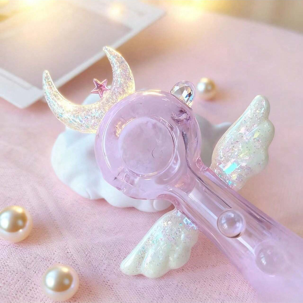 4" Moon Sailor Glass Pipe With Purple Pouch