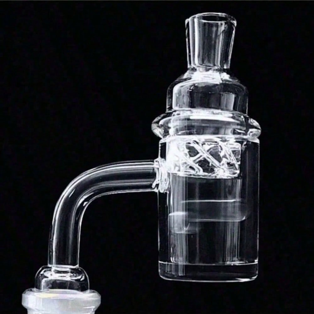 3pcs Set - 14mm 90 Degree Quartz Banger Set with Spinning Carb Cap and Terp Pearls