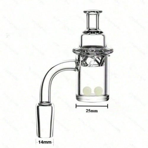 3pcs Set - 14mm 90 Degree Quartz Banger Set with Spinning Carb Cap and Terp Pearls