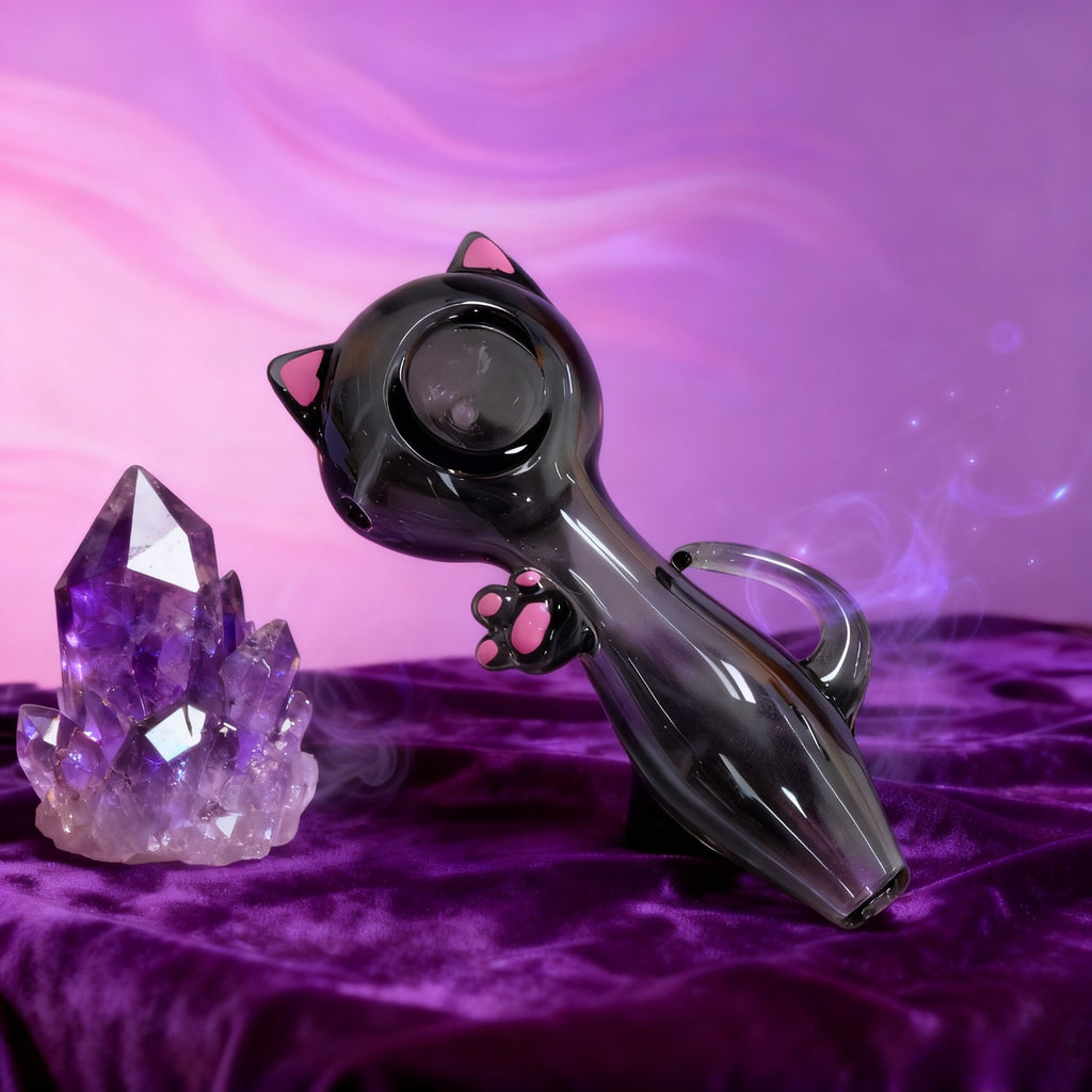 4" Black Cat Glass Pipe