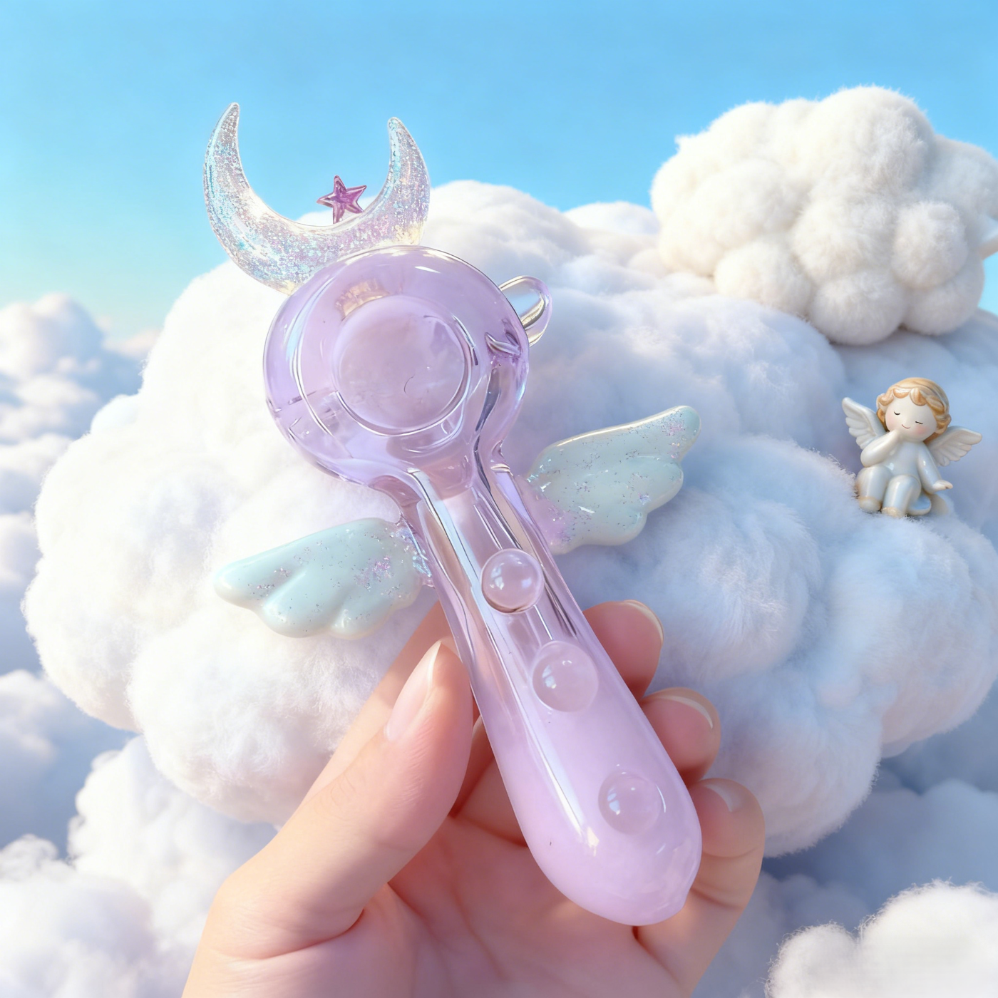 4" Moon Sailor Glass Pipe With Purple Pouch