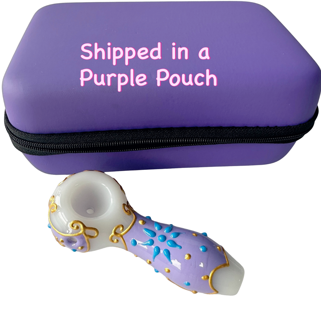 4" Purple Celestial Moon Glass Pipe With Purple Pouch