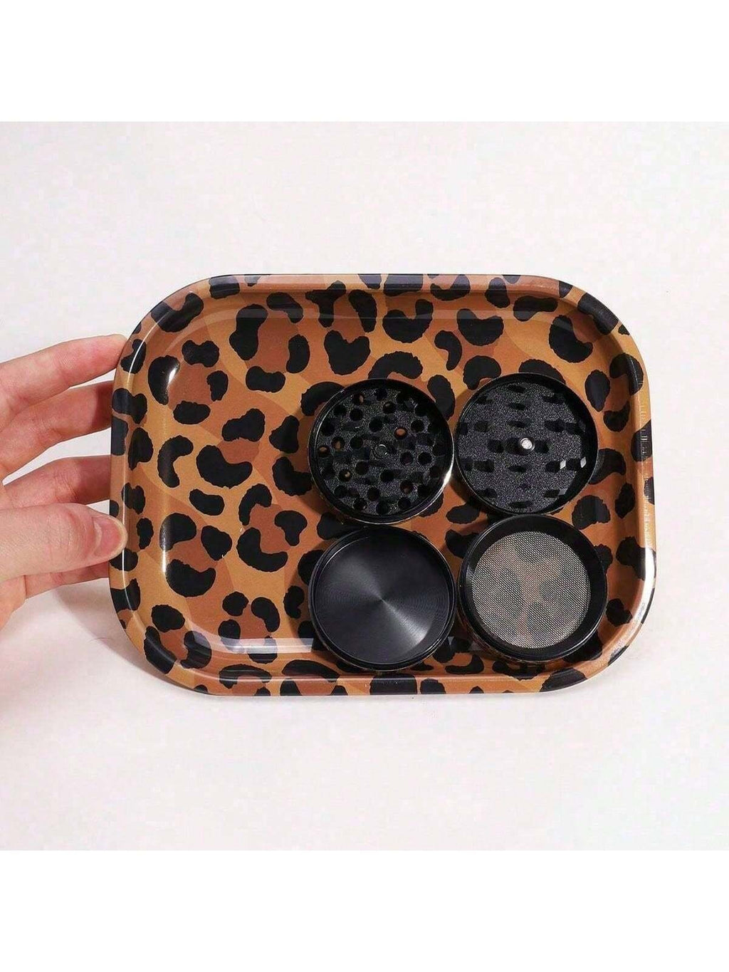 2pcs Wild Elegance Leopard Print Rolling Tray Set