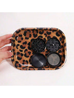2pcs Wild Elegance Leopard Print Rolling Tray Set