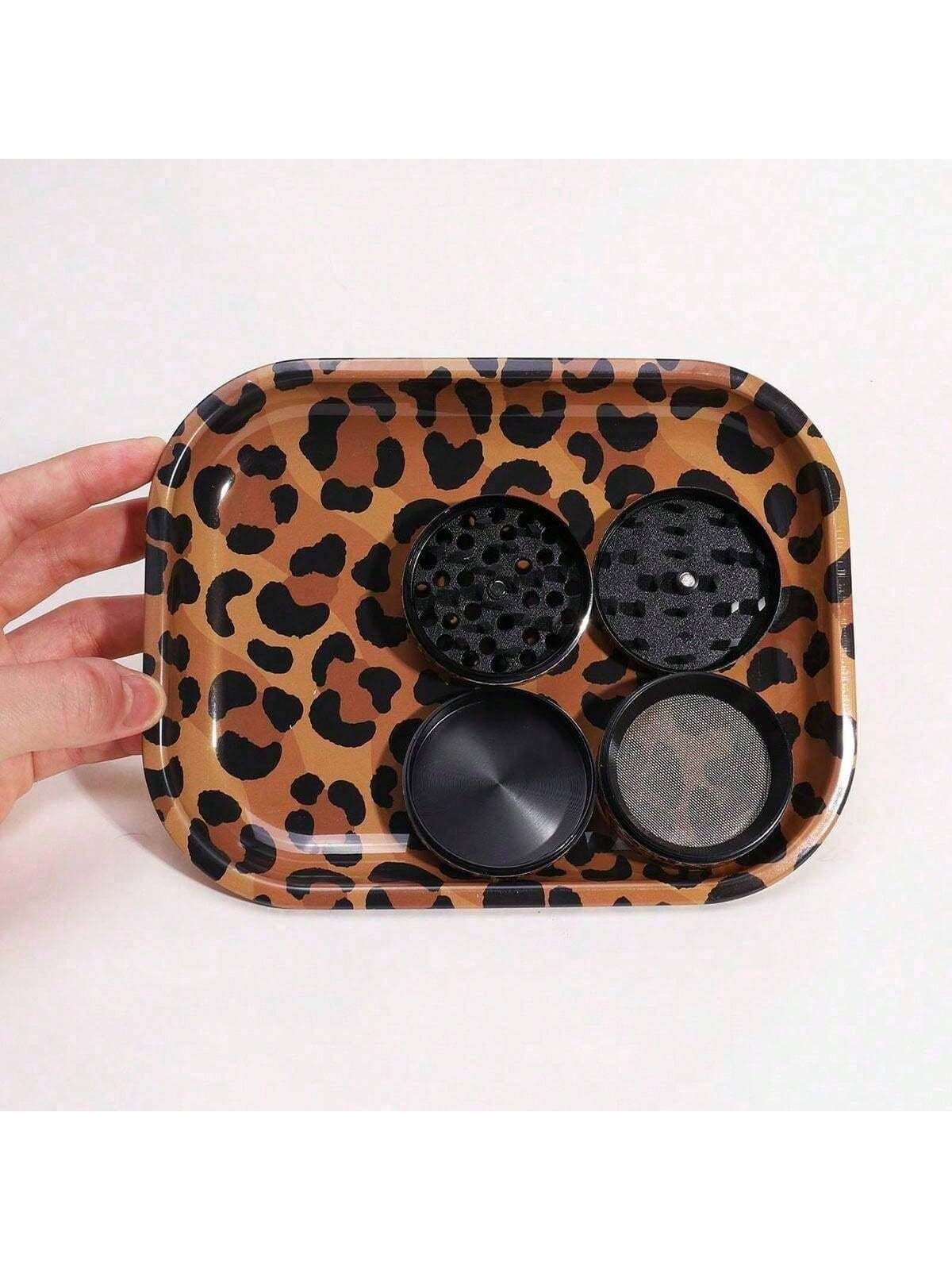 2pcs Wild Elegance Leopard Print Rolling Tray Set