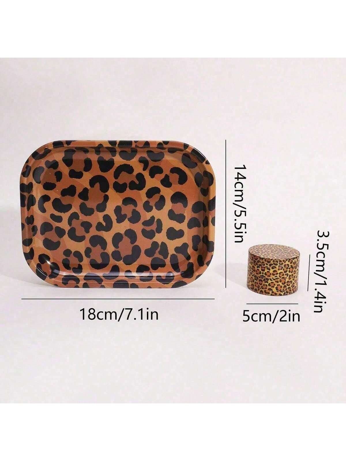 2pcs Wild Elegance Leopard Print Rolling Tray Set