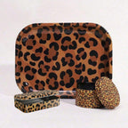 3pcs Wild Elegance Leopard Print Rolling Tray Set