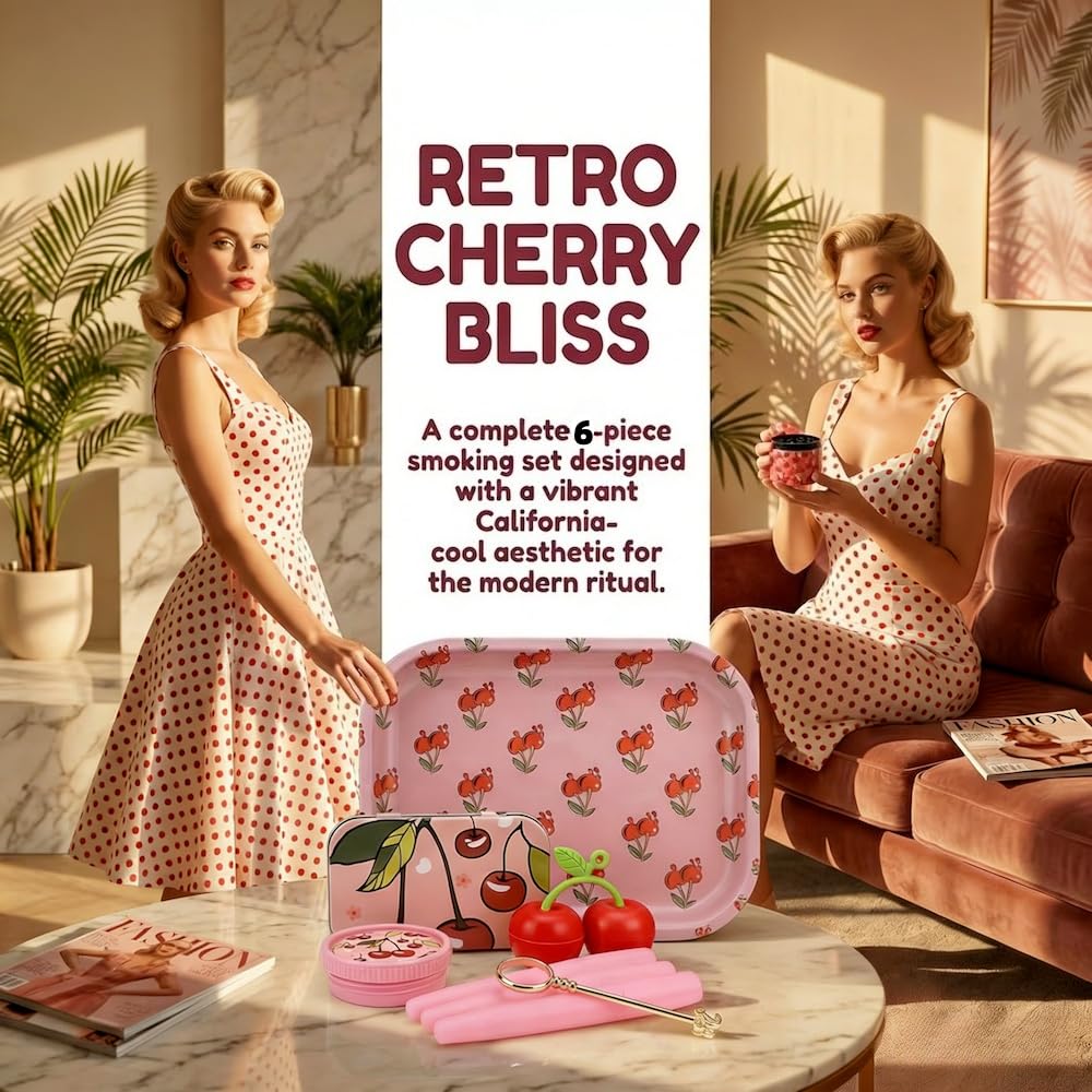6pcs Cherry Rolling Tray Set