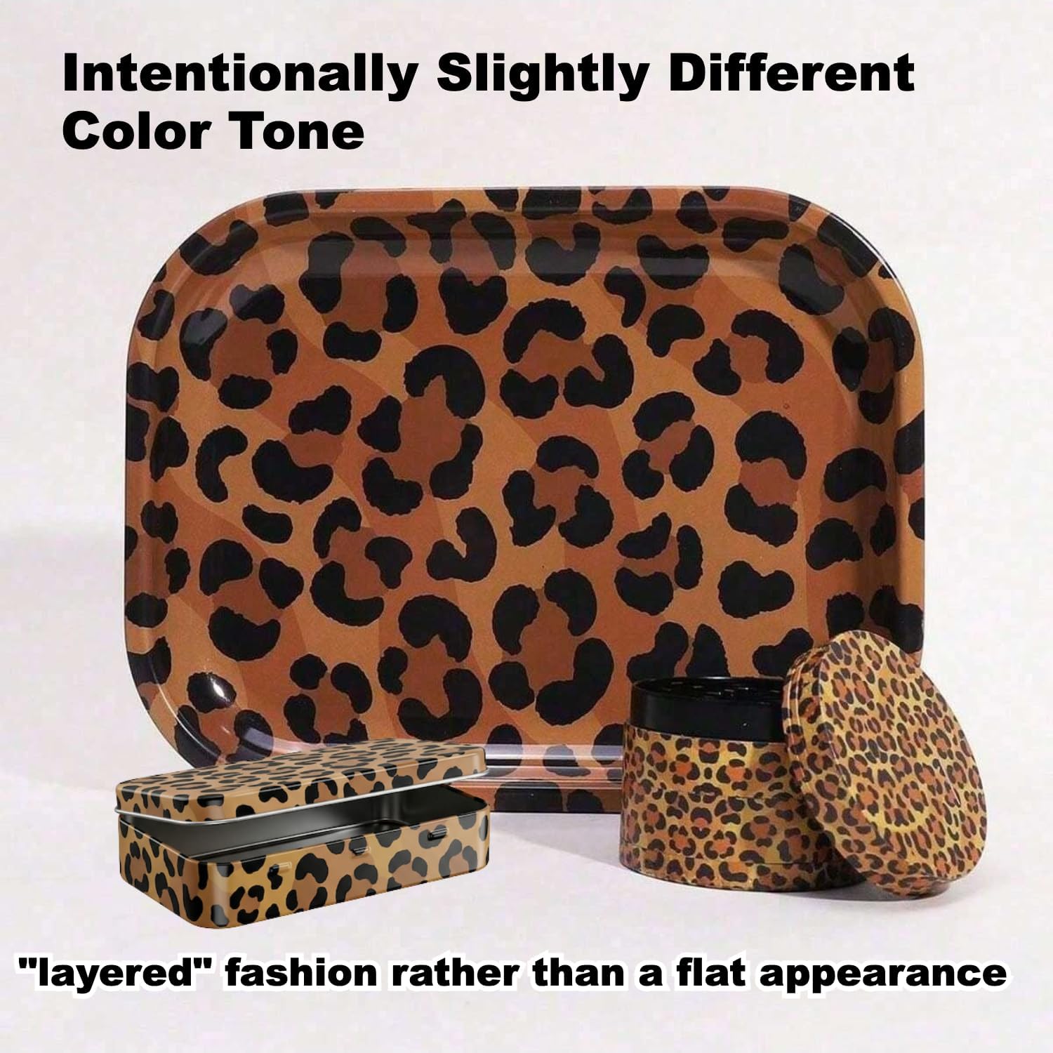 3pcs Wild Elegance Leopard Print Rolling Tray Set