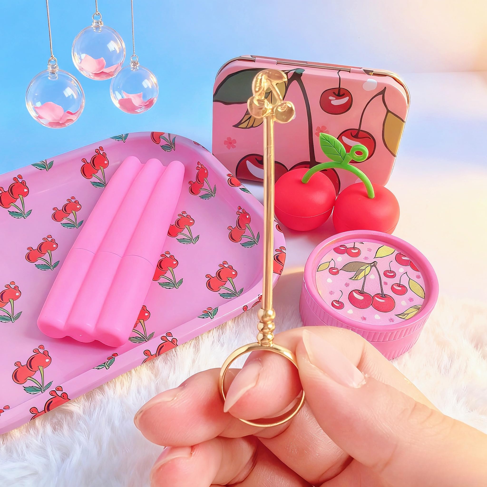 6pcs Cherry Rolling Tray Set