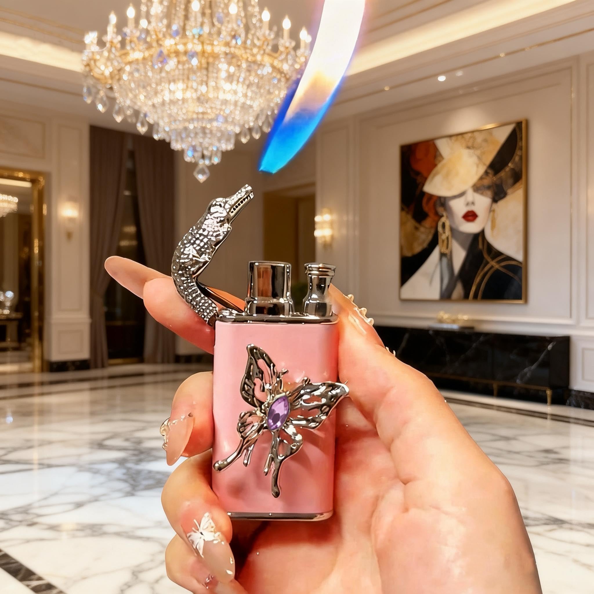 Pink Butterfly Lighter (Without Gas)
