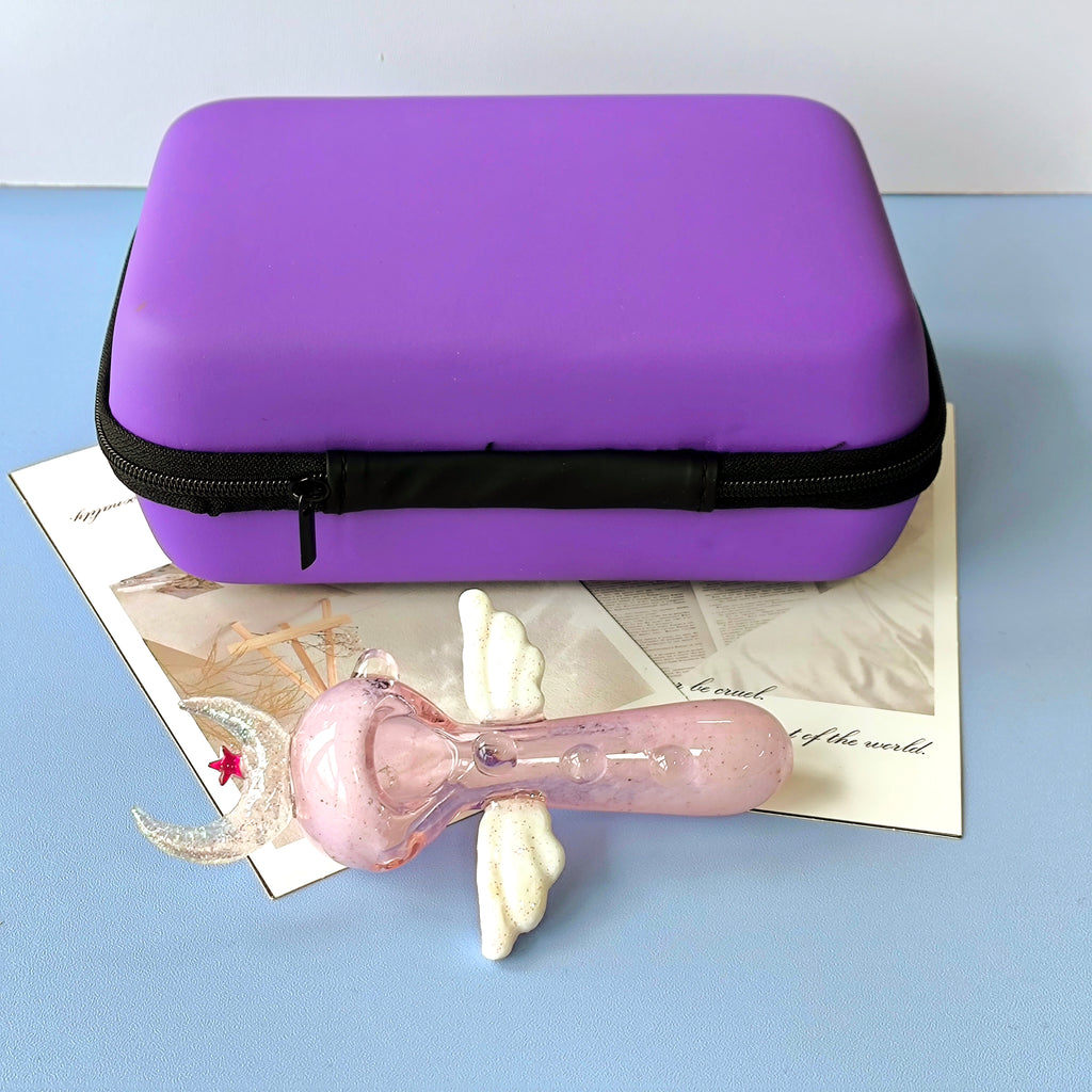 4" Moon Sailor Glass Pipe With Purple Pouch