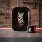 Funny Smoking Cat Rolling Tray Set, Black