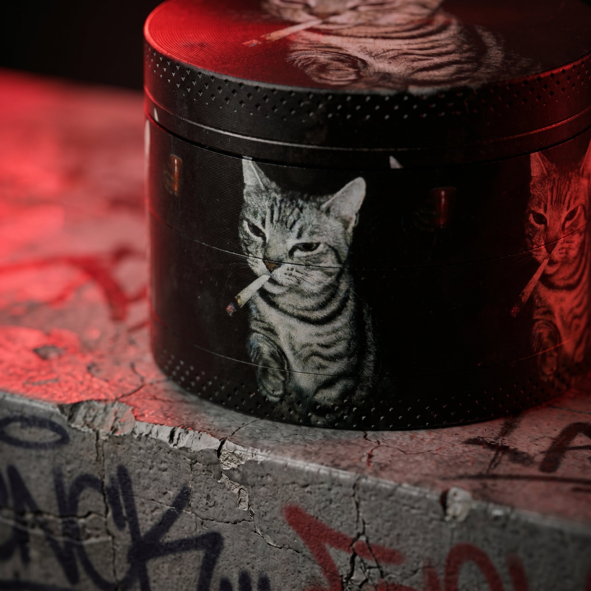 Funny Smoking Cat Rolling Tray Set, Black