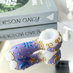 4" Purple Celestial Moon Glass Pipe With Purple Pouch