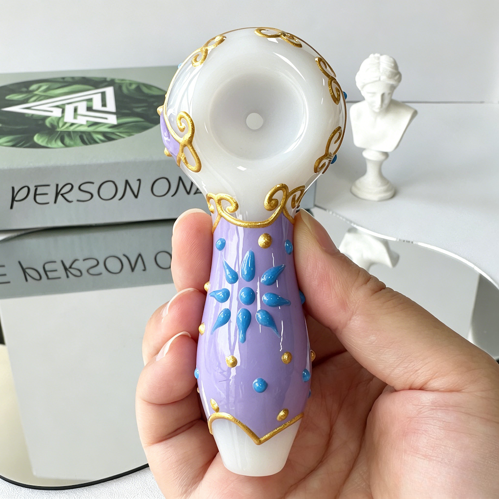 4" Purple Celestial Moon Glass Pipe With Purple Pouch