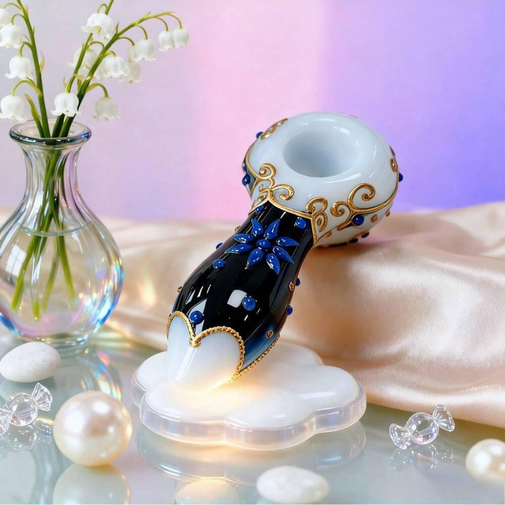 4" Celestial Moon Glass Pipe With Purple Pouch