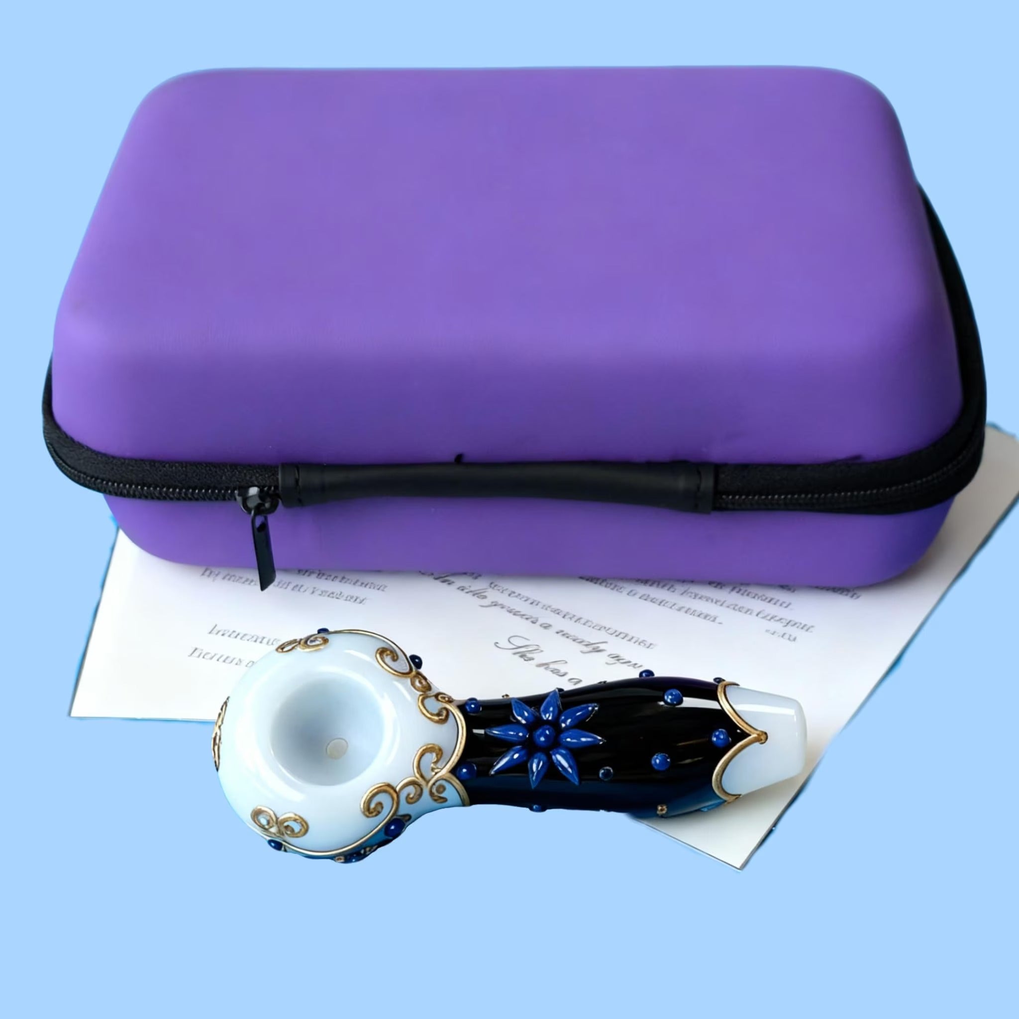 4" Celestial Moon Glass Pipe With Purple Pouch