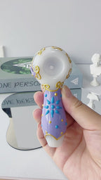 4" Purple Celestial Moon Glass Pipe With Purple Pouch