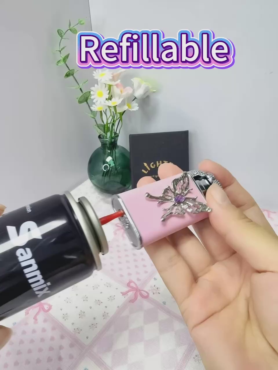 Pink Butterfly Lighter (Without Gas)